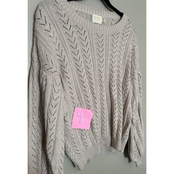 Nation Los Angeles Alpaca Women's Beige Blush Open Knit Pullover Sweater M - Picture 9 of 9